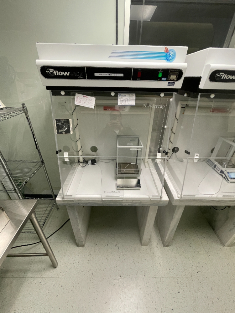 Image of Flowcap Powdercap Containment Hood with Mettler Toledo Analytical Balance